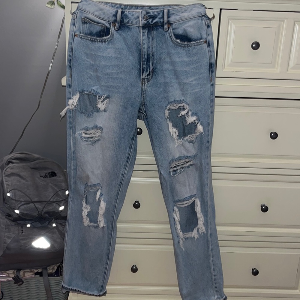 High Rise light blue ripped Pacsun Mom jeans size 26